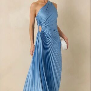 (EUC) Vici One-Shoulder Blue Pleated Dress Size L